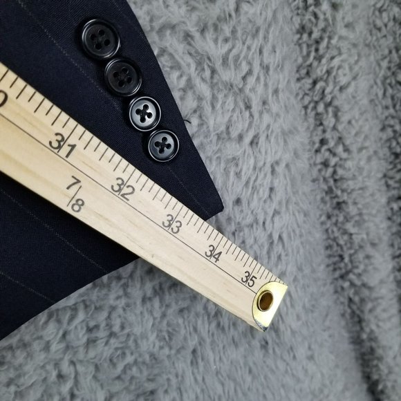 Christian Dior Jacket Mens 42L Blue Stripe Wool Long Sleeve 2 Button Blazer Suit - Picture 12 of 16
